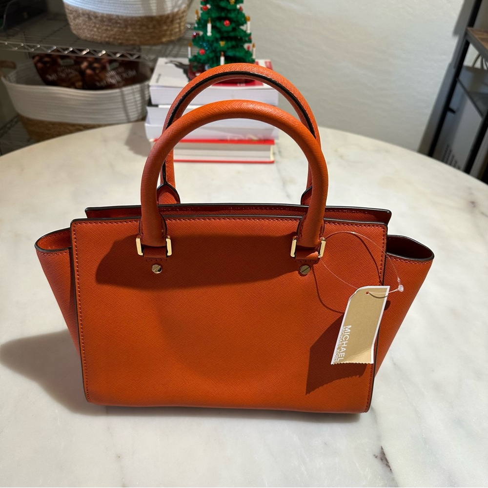 MICHAEL Michael Kors Orange Saffiano Leather Tote - Picture 2 of 6